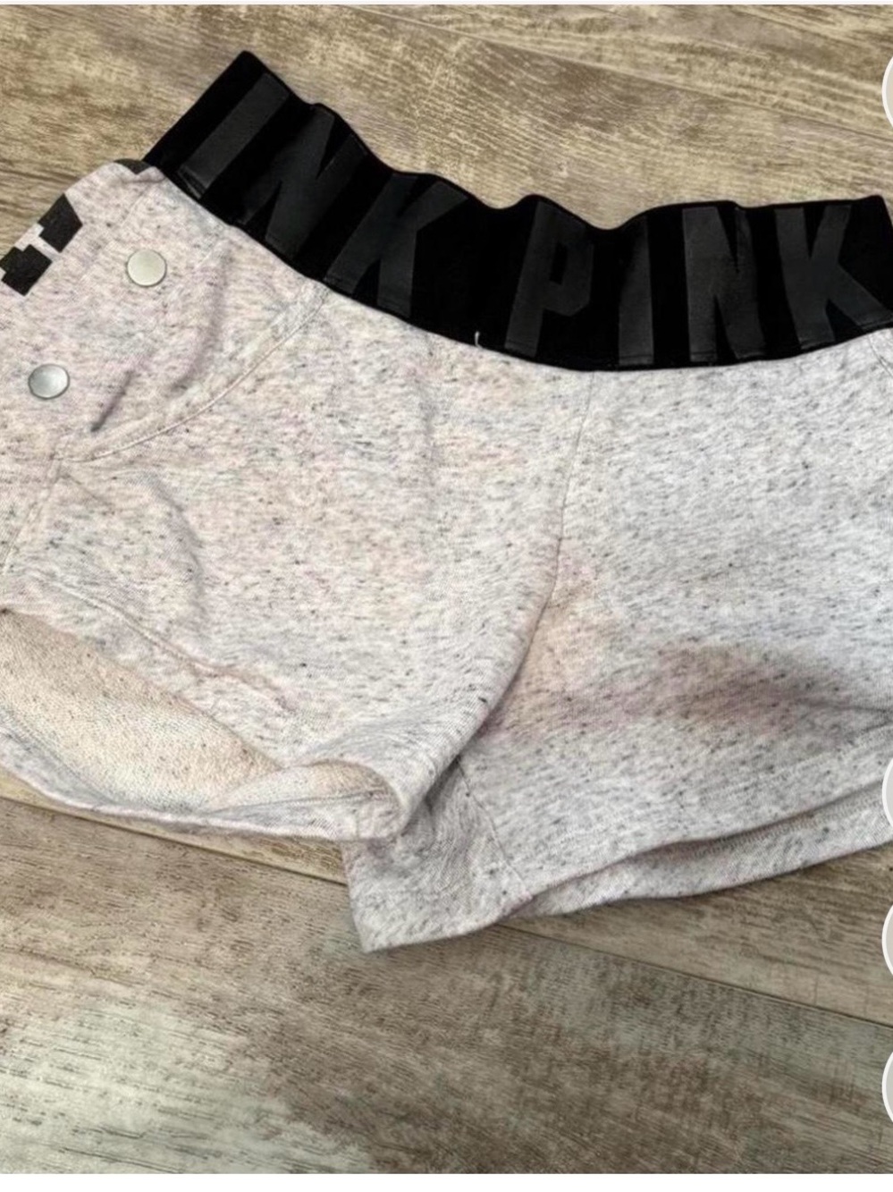 PINK Victoria's Secret Heather Gray Lounge Shorts with Black Logo Waistband